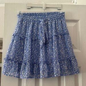 Sienna Sky Blue and White Floral Skater Skirt